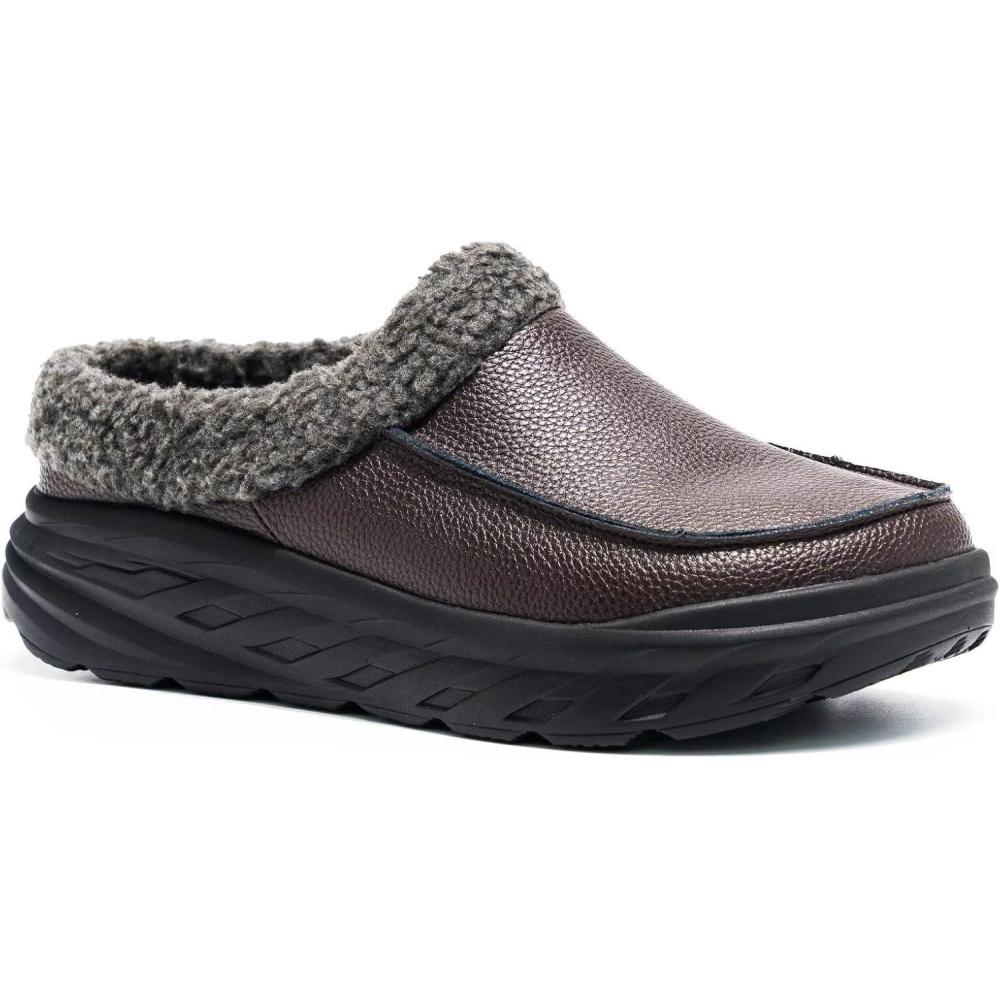 imageOrthoComfoot Mens Orthopedic Wide Winter Slippers for Diabetic Comfortable Arch Support Leather Dress Shoes for Plantar Fasciitis Casual Warm Orthotic Walking Shoes for Foot and Heel PainK2brown