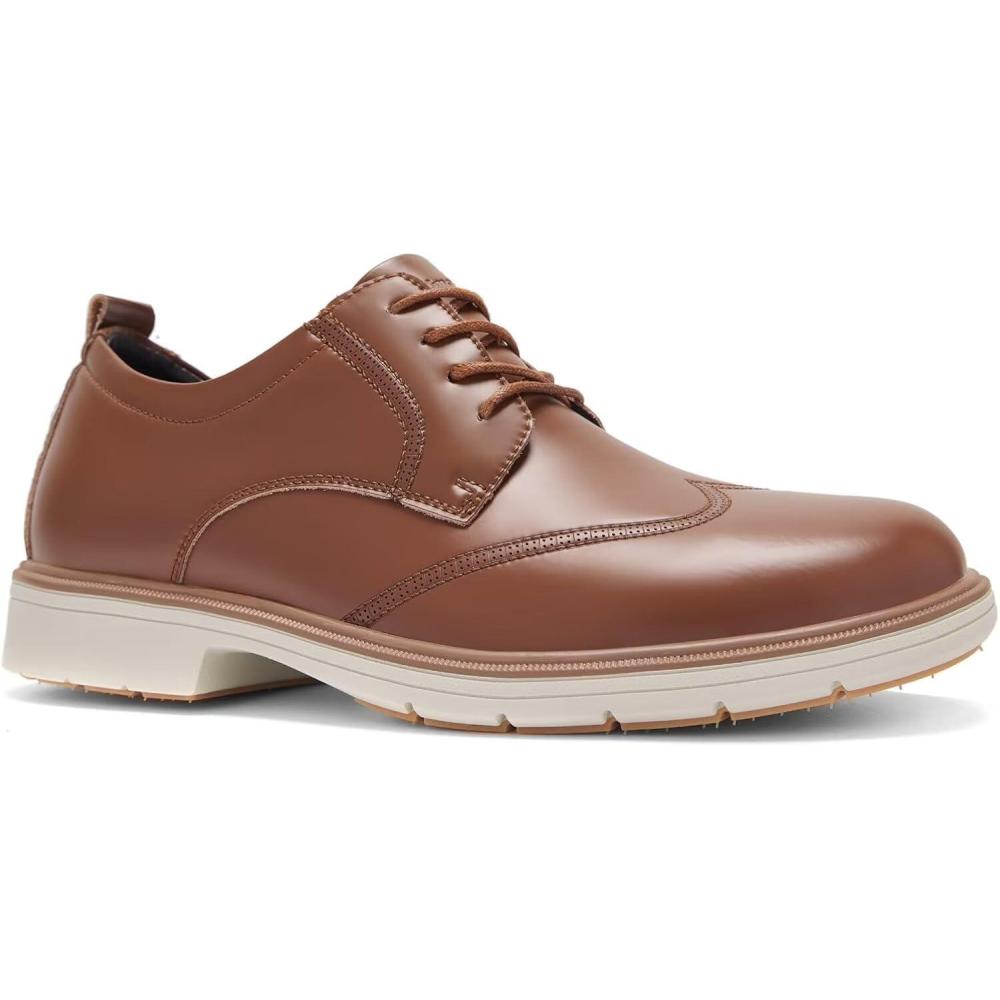 imageOrthopedic Business Leather Dress Shoes  Arch Support Plantar Fasciitis Formal Wingtip Oxford for Mens  Cap Toe Comfortable Orthotics Patent Tuxedo Sneakers for Foot and Heel Pain ReliefW2brown