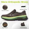 Men’s Orthopedic Leather Dress Walking Shoes: Comfortable Orthotic Plantar Fasciitis Oxford Shoes with Arch Support, Flat Feet Casual Business Slip-On Loafers for Foot and Heel Pain Relief(W2-brown)