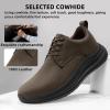Men’s Orthopedic Wide Walking Dress Shoes – Arch Support Plantar Fasciitis Classic Formal Leather Oxford – Comfortable Casual Classic Flat Feet Orthotics Sneakers for Foot and Heel Pain Relief(Wk2-brown)