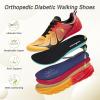OrthoComfoot Men’s Orthopedic Diabetic Wide Running Shoes: Comfortable Arch Support Plantar Fasciitis Sports Sneakers, Casual Orthotic Swollen Tennis Work Walking Shoes for Foot and Heel Pain Relief(K4-orange)