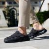 OrthoComfoot Men’s Orthopedic Slippers Walking Shoes with Arch Support: Slip On Loafers for Plantar Fasciitis, Casual Flat Feet Hook and Loop Mule Clogs for Foot and Heel Pain Relief(W1-black)