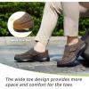 OrthoComfoot Men’s Orthopedic Slippers Walking Shoes with Arch Support: Slip On Loafers for Plantar Fasciitis, Casual Flat Feet Hook and Loop Mule Clogs for Foot and Heel Pain Relief(W2-brown)