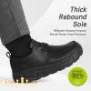 OrthoComfoot Men’s Orthopedic Wide Leather Dress Walking Shoes: Diabetic Plantar Fasciitis Arch Support Comfortable Sneakers, Business Work Adjustable Fit Orthotic Casual Heel Foot Pain Relief Oxfords(K1-black)