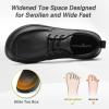 OrthoComfoot Men’s Orthopedic Wide Leather Dress Walking Shoes: Diabetic Plantar Fasciitis Arch Support Comfortable Sneakers, Business Work Adjustable Fit Orthotic Casual Heel Foot Pain Relief Oxfords(K1-black)