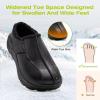 OrthoComfoot Men’s Orthopedic Wide Winter Slippers for Diabetic: Comfortable Arch Support Leather Dress Shoes for Plantar Fasciitis, Casual Orthotic Hammer Toes Walking Shoes for Foot and Heel Pain(K1-black)