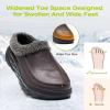 OrthoComfoot Men’s Orthopedic Wide Winter Slippers for Diabetic: Comfortable Arch Support Leather Dress Shoes for Plantar Fasciitis, Casual Warm Orthotic Walking Shoes for Foot and Heel Pain(K2-brown)