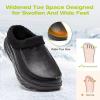 OrthoComfoot Men’s Orthopedic Wide Winter Slippers for Diabetic: Comfortable Arch Support Leather Dress Shoes for Plantar Fasciitis, Casual Warm Orthotic Walking Shoes for Foot and Heel Pain(K1-black)