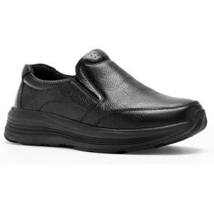 Men’s Orthopedic Leather Dress Walking Shoes: Comfortable Orthotic Plantar Fasciitis Oxford Shoes with Arch Support, Flat Feet Casual Business Slip-On Loafers for Foot and Heel Pain Relief(W1-black)