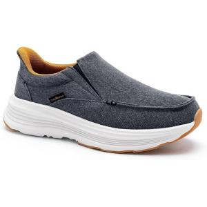 Men’s Orthopedic Slip On Loafers with Arch Support: Comfortable Plantar Fasciitis Orthotic Shoes for Plantar Fasciitis, Canvas Thick Sole Walking Shoes for Foot and Heel Pain Relief(W1-denim-1)