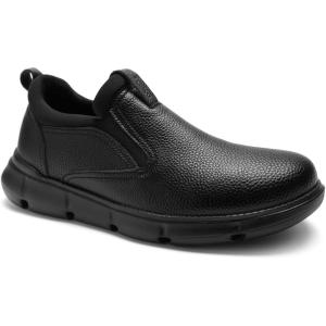 Men’s Orthopedic Wide Leather Dress Shoes: Arch Support Plantar Fasciitis Orthotic Casual House Slip On Loafers, Comfortable High Arch Work Business Walking Oxford for Foot Heel Pain Relief(Black)