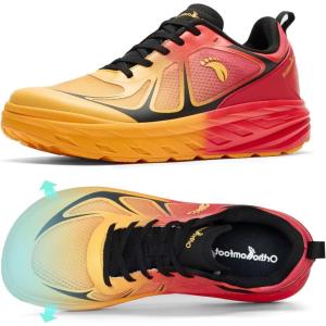 OrthoComfoot Men’s Orthopedic Diabetic Wide Running Shoes: Comfortable Arch Support Plantar Fasciitis Sports Sneakers, Casual Orthotic Swollen Tennis Work Walking Shoes for Foot and Heel Pain Relief(K4-orange)