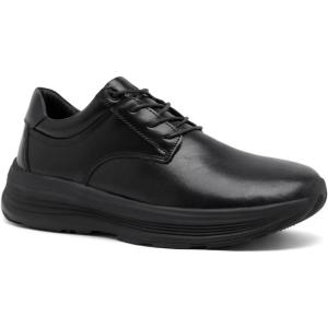 OrthoComfoot Men’s Orthopedic Leather Dress Walking Shoes: Comfortable Arch Support Business Work Oxfords for Plantar Fasciitis, Orthotic Casual Thick Sole Sneakers for Foot and Heel Pain Relief(W1-black)