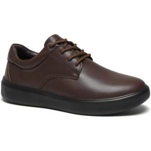OrthoComfoot Men’s Orthopedic Leather Dress Walking Shoes: Comfortable Plantar Fasciitis Sneakers with Arch Support for, Orthotic Casual Business Work Shoes for Foot and Heel Pain Relief(W2-brown)