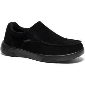 OrthoComfoot Men’s Orthopedic Slip On Loafers Walking Shoes with Arch Support: Suede Leather Dress Slip-Ons Loafers for Plantar Fasciitis, Comfortable Non-Slip Shoes for Foot and Heel Pain Relief(W1-black)