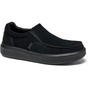 OrthoComfoot Men’s Orthopedic Slip-On Loafers Walking Shoes: Casual Arch Support Loafers for Plantar Fasciitis, Comfortable Orthotic Dress Shoes for Foot and Heel Pain Relief(W1-black)