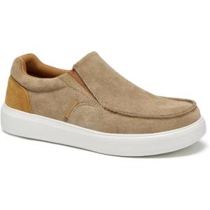 OrthoComfoot Men’s Orthopedic Slip-On Loafers Walking Shoes: Casual Arch Support Loafers for Plantar Fasciitis, Comfortable Orthotic Dress Shoes for Foot and Heel Pain Relief(W3-camel)