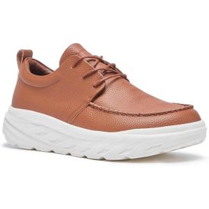 OrthoComfoot Men’s Orthopedic Wide Leather Dress Walking Shoes: Diabetic Plantar Fasciitis Arch Support Comfortable Sneakers, Business Work Adjustable Fit Orthotic Casual Heel Foot Pain Relief Oxfords(K2-brown)