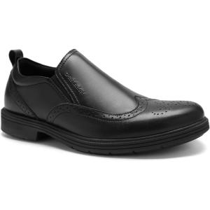 Orthopedic Business Leather Dress Shoes: Comfortable Arch Support Plantar Fasciitis Formal Tuxedo Oxford for Mens, Casual Modern Classic Wingtip Slip On Loafers for Foot and Heel Pain Relief(W1-black)