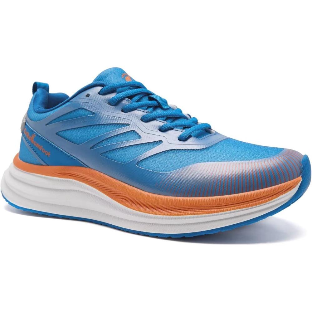 imageMens Orthopedic Road Running Shoes Comfortable Casual Arch Supports Plantar Fasciitis Orthotic Sports Athletic Sneakers Flat Feet High Arch Tennis Work Walking Shoes for Foot Heel and Pain ReliefW2blue