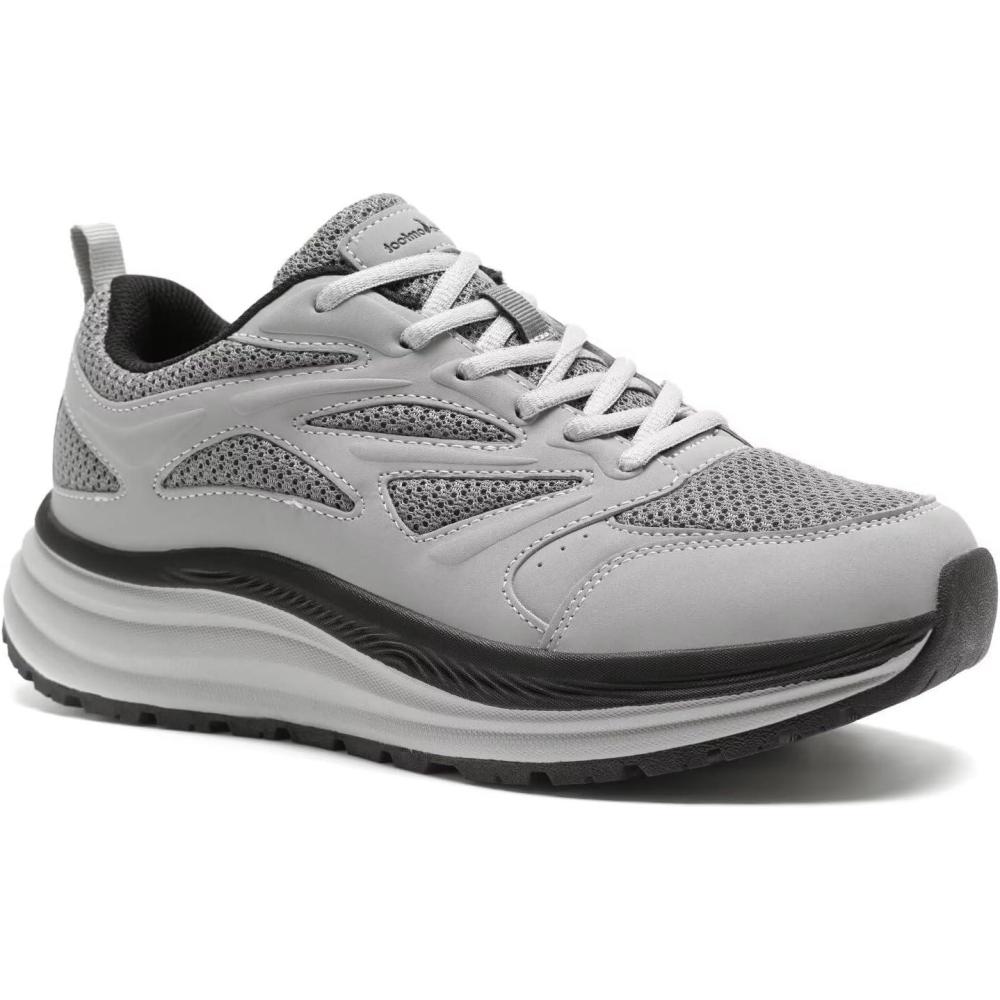 imageMens Orthopedic Wide Trail Running Shoes Comfortable Casual Arch Support Plantar Fasciitis Orthotic Trekking Walking Exercise Shoes Flat Feet Sport Training Sneakers for Foot and Heel Pain ReliefW2grey
