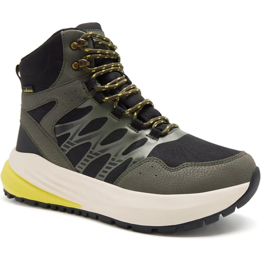 imageMens Orthopedic Wide Waterproof Hiking Boots Comfortable Plantar Fasciitis Work Walking Running Trekking Shoes Orthotic Non Slip Flat Feet Mid Ankle Support Trail Sneakers for Foot Pain ReliefK2green