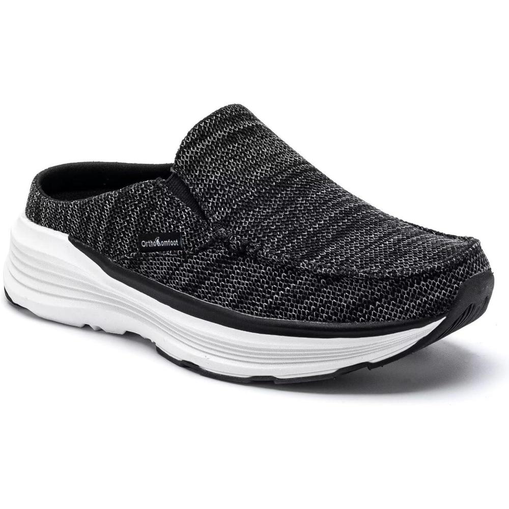 imageOrthoComfoot Womens Orthopedic SlipOn Loafers Walking Shoes Comfortable Arch Suppor Slippers for Plantar Fasciitis Casual Soft Orthotic Shoes for Foot and Heel Pain ReliefW1black