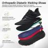 Men’s Orthopedic Diabetic Wide Running Shoes: Comfortable Arch Support Plantar Fasciitis Sports Shoes for Easy On/Off, High Arch Orthotic Swollen Tennis Fashion Sneakers for Foot and Heel Pain Relief(K1-black)
