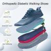 Men’s Orthopedic Diabetic Wide Running Shoes: Comfortable Arch Support Plantar Fasciitis Sports Sneakers, Casual Swollen Orthotic Work Tennis Walking Shoes for Ankle and Heel Pain Relief(K3-dark Blue)