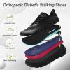 Men’s Orthopedic Diabetic Wide Running Shoes: Comfortable Arch Support Plantar Fasciitis Sports Sneakers, Casual Swollen Orthotic Work Tennis Walking Shoes for Ankle and Heel Pain Relief(K1-black)