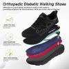 Men’s Orthopedic Diabetic Wide Walking Shoes: Wide Toe Box Comfortable Arch Support Plantar Fasciitis Running Sports Sneakers, Casual Flat Feet Swollen Feet Shoes for Foot and Heel Pain Relief(K1-black)