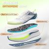 Men’s Orthopedic Road Running Shoes: Comfortable Casual Arch Supports Plantar Fasciitis Orthotic Sports Athletic Sneakers, Flat Feet High Arch Tennis Work Walking Shoes for Foot Heel and Pain Relief(W3-white Blue)