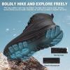 Men’s Orthopedic Waterproof Hiking Boots: Comfortable Plantar Fasciitis Work Walking Running Trekking Shoes, Flat Feet Orthotic Mid Ankle Support Trail Sneakers for Foot and Heel Pain Relief(W1-black)