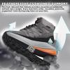 Men’s Orthopedic Wide Waterproof Hiking Boots: Comfortable Plantar Fasciitis Work Walking Running Trekking Shoes, Orthotic Non Slip Flat Feet Mid Ankle Support Trail Sneakers for Foot Pain Relief(K1-grey)