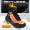 Men’s Orthopedic Winter Snow Boots: Comfortable Wide Waterproof Plantar Fasciitis Arch Support Diabetic Walking Hiking Shoes, Leather Warm Insulated Mid Ankle Boots for Foot Heel Pain Relief(K1-black)