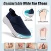 OrthoComfoot Men’s Orthopedic Diabetic Wide Walking Shoes: Comfortable Arch Support Plantar Fasciitis Orthotics Slip On Loafers, Hammer Toes Casual Hook and Loop Shoes for Foot and Heel Pain Relief(K2-dark Blue)