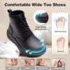 Women’s Orthopedic Diabetic Winter Boots: Wide Toe Box Comfortable Arch Support Plantar Fasciitis Walking Leather Oxfords Shoes, Casual Warm Snow Mid Ankle Boots for Neuropathy and Heel Pain Relief(K1-black)