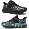 Men’s Orthopedic Road Running Shoes: Comfortable Casual Arch Support Plantar Fasciitis Orthotic Sport Sneakers, Supportive Athletic Tennis Working Walking Shoes for Foot Heel and Pain Relief(W1-black)