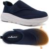 OrthoComfoot Men’s Orthopedic Diabetic Wide Walking Shoes: Comfortable Arch Support Plantar Fasciitis Orthotics Slip On Loafers, Hammer Toes Casual Hook and Loop Shoes for Foot and Heel Pain Relief(K2-dark Blue)