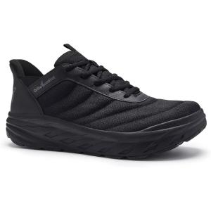 Men’s Orthopedic Diabetic Wide Running Shoes: Comfortable Arch Support Plantar Fasciitis Sports Shoes for Easy On/Off, High Arch Orthotic Swollen Tennis Fashion Sneakers for Foot and Heel Pain Relief(K1-black)