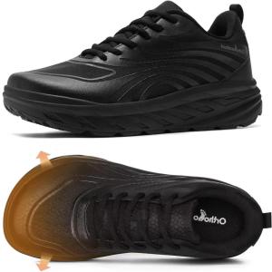 Men’s Orthopedic Diabetic Wide Running Shoes: Comfortable Arch Support Plantar Fasciitis Sports Sneakers, Casual Swollen Orthotic Work Tennis Walking Shoes for Ankle and Heel Pain Relief(K1-black)