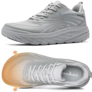 Men’s Orthopedic Diabetic Wide Running Shoes: Comfortable Arch Support Plantar Fasciitis Sports Sneakers, Casual Swollen Orthotic Work Tennis Walking Shoes for Ankle and Heel Pain Relief(K2-gray)