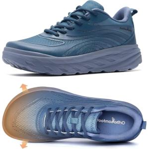 Men’s Orthopedic Diabetic Wide Running Shoes: Comfortable Arch Support Plantar Fasciitis Sports Sneakers, Casual Swollen Orthotic Work Tennis Walking Shoes for Ankle and Heel Pain Relief(K3-dark Blue)