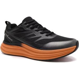 Men’s Orthopedic Road Running Shoes: Comfortable Casual Arch Supports Plantar Fasciitis Orthotic Sports Athletic Sneakers, Flat Feet High Arch Tennis Work Walking Shoes for Foot Heel and Pain Relief(W1-black)