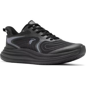 Men’s Orthopedic Road Running Shoes: Comfortable Casual Plantar Fasciitis Arch Support Athletic Sports Sneakers, Orthotic High Arch Cushion Tennis Gym Work Walking Shoes for Foot Heel Pain Relief(W1-black)