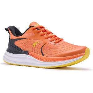 Men’s Orthopedic Road Running Shoes: Comfortable Casual Plantar Fasciitis Arch Support Athletic Sports Sneakers, Orthotic High Arch Cushion Tennis Gym Work Walking Shoes for Foot Heel Pain Relief(W2-orange)