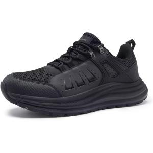 Men’s Orthopedic Trail Running Shoes: Comfortable Casual Arch Support Plantar Fasciitis Trekking Walking Shoes, Orthotic Flat Feet Sport Hiking Gym Training Sneakers for Foot and Heel Pain Relief(W1-black)