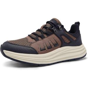 Men’s Orthopedic Trail Running Shoes: Comfortable Casual Arch Support Plantar Fasciitis Trekking Walking Shoes, Orthotic Flat Feet Sport Hiking Gym Training Sneakers for Foot and Heel Pain Relief(W2-brown)