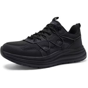 Men’s Orthopedic Trail Running Shoes: Comfortable Casual Arch Support Plantar Fasciitis Workout Outdoor Walking Shoes, Orthotic Flat Feet Hiking Sport Trekking Sneakers for Foot and Heel Pain Relief(W1-black)