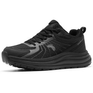 Men’s Orthopedic Trail Running Shoes: Comfortable Casual Arch Support Plantar Fasciitis Workout Walking Shoes, Orthotic Flat Feet Hiking Sport Gym Cross Training Sneakers for Foot and Heel Pain Relief(W1-black)